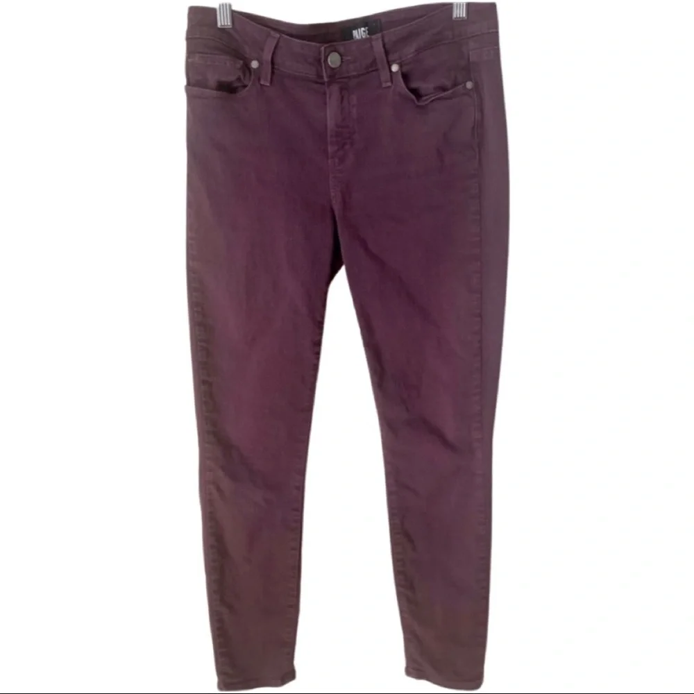PAIGE Verdugo Ankle Skinny Jeans Autumn Plum Maroon Purple Size 29 - Picture 5 of 13